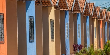 Casas populares em Altamira, no Pará. Conceito de arquitetura social.