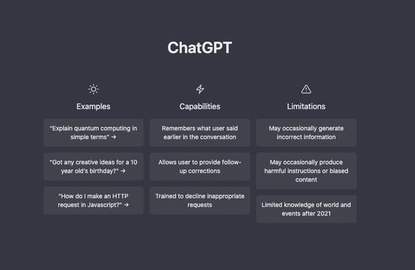 Tela inicial do ChatGPT. Reprodução/OpenAI