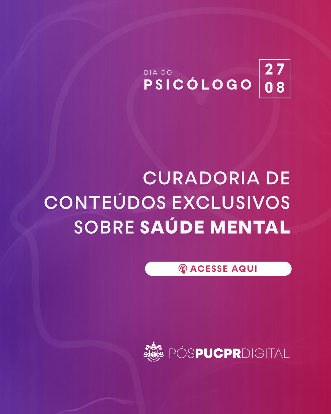 Um pôster roxo e rosa com um cérebro nele