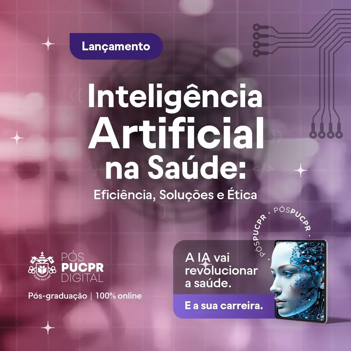 A poster that says ' inteligencia artificial na saúde ' on it