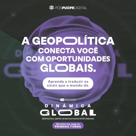 A poster that says a geopolitica conecta você com oportunidades globais