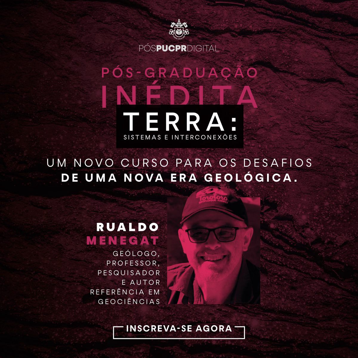 Um cartaz com um homem chamado rualdo menegat