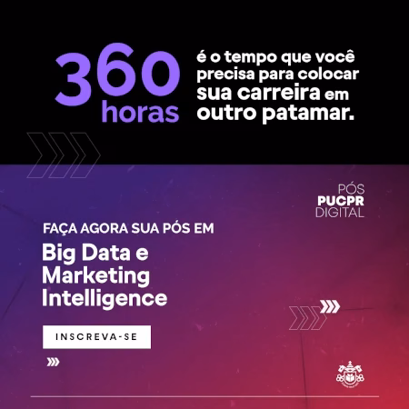 Um anúncio roxo e preto para big data e inteligência de marketing